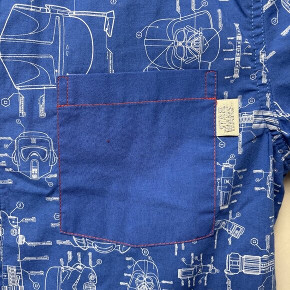 Disney Parks Star Wars Blueprint Short Sleeve Shirt Mens Size Medium Darth Vader - Picture 2 of 6